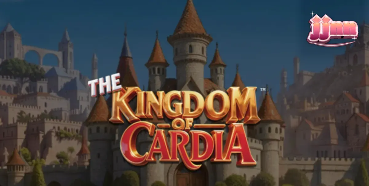 Cena vibrante do slot The Kingdom of Cardia com elementos de cartas e jardim fantástico